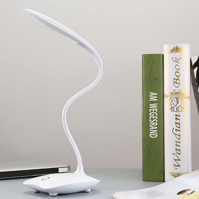 Touch Sensor White Desk Lamp Dimmable Flexible Gooseneck Study Light with USB Charging Port