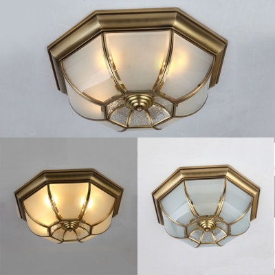 Vintage Style Dome Ceiling Light 3/4/5 Lights Frosted Glass Flush Mount Light for Foyer