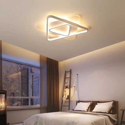 White Triangle LED Ceiling Lamp Modern Eye-Caring Flush Mount Light in White/Warm for Adult Kids Room