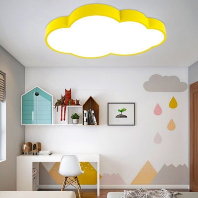 Yellow/Blue/Orange LED Light Fixture Lovely Cloud Shape Acrylic Ceiling Mount Light for Kindergarten