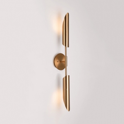 1/2 Lights Cylinder Wall Lamp Elegant Metal Sconce Wall Light in Brass for Bathroom Bedroom
