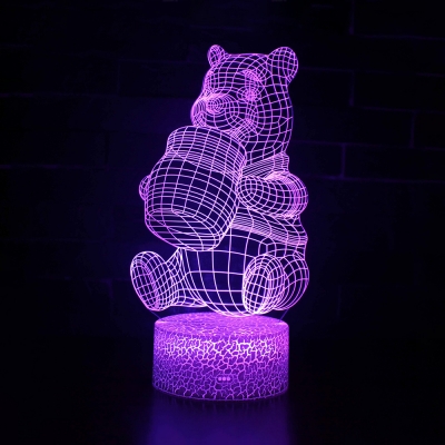 7 Color Changing LED Night Light with Touch Sensor Girl Bedroom Gift Bear Pattern 3D Optical Night Lamp