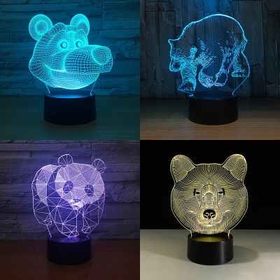 Bear/Panda/Mouse Pattern LED Night Light 7 Color Changing Touch Sensor 3D Table Desk Lamp for Kitchen Hallway