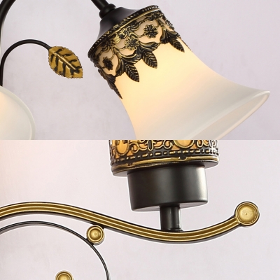 Bedroom Dining Room Wall Light Frosted Glass Metal 1/2 Lights Vintage Style Bell Shade Sconce Light