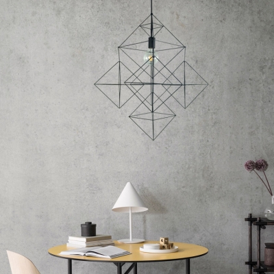 Creative Iron Wire Hanging Light Metal 1 Light Black Pendant Light for Kitchen Dining Room