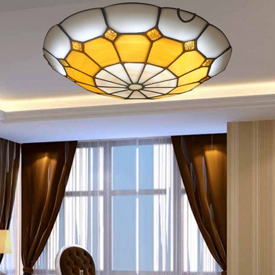 Dome Living Room Ceiling Light Stained Glass Tiffany Style Flush Mount Light