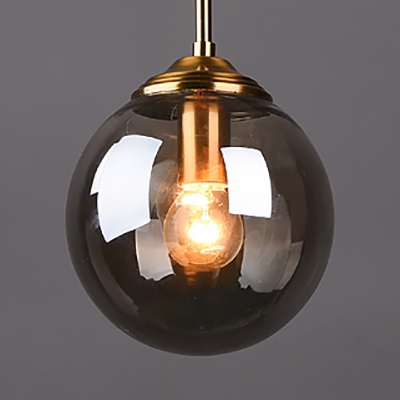 European Style Globe Shape Pendant Light Single Light Clear/Amber/Smoke Gray Hanging Light for Indoor