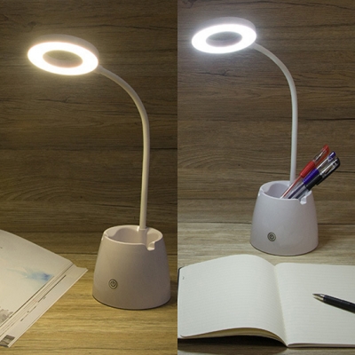 Flexible Gooseneck LED Reading Light Pen Holder Design USB Charging Port Desk Light in Warm/White/3 Lighting Modes