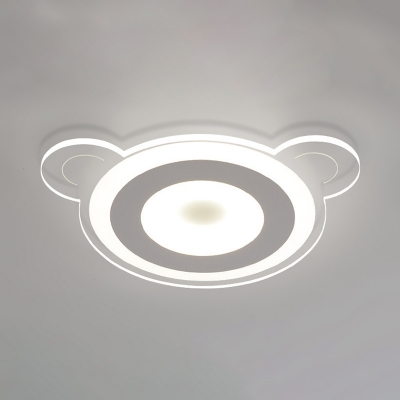 Kindergarten Flush Mount Light White Bear Shape Metal Acrylic Overhead Light with White Lighting