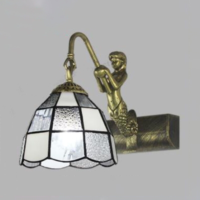 Dome Shade Sconce Light 1 Light Wall Sconce with Mermaid Decoration for Bathroom Stair