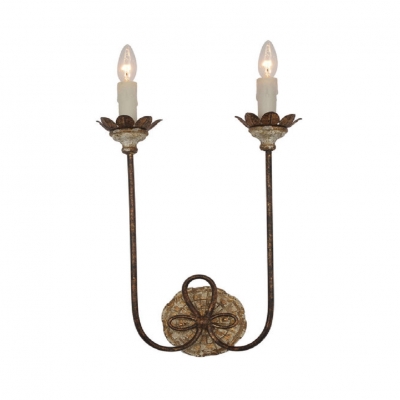 Metal Candle Shape Wall Light Fixture 2 Lights Rustic Style Sconce Light for Hallway Stair