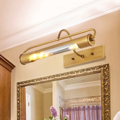 Metal Tube Sconce Light 2 Lights Classic Style Wall Light in Brass for Dining Room