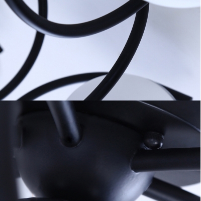 Nordic Style Black/White Ceiling Light Globe Shade 4 Lights Frosted Glass Semi Flush Light for Bathroom