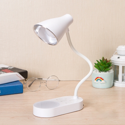 USB Charging Port Desk Lamp White Bell Shape 3 Lighting Temperatures Study Light for Student Dormitory