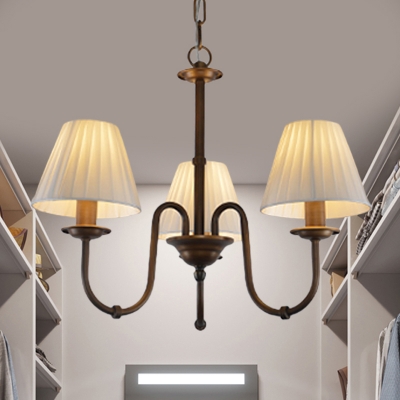 Vintage Style Tapered Pendant Lighting 3/5/6 Lights Fabric Metal Chandelier for Hallway Bedroom