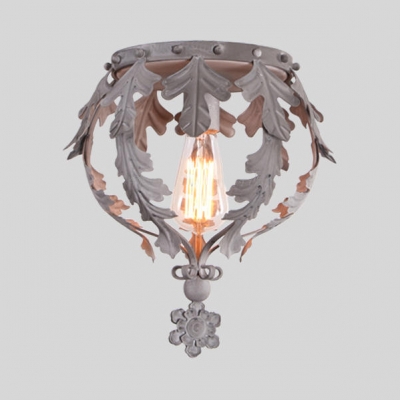 1 Light Crown Shape Flush Mount Light Classic Metal Ceiling Light in White/Gray/Gold for Bedroom Restaurant
