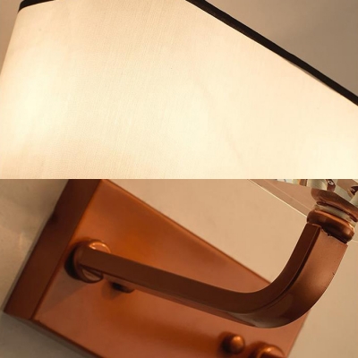 2 Lights Rectangle Wall Light Traditional Style Metal Fabric Sconce Light in Black/Bronze for Hotel