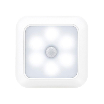 3/6 Pack Silver/White Counter Lighting Infrared Sensing Auto Dusk to Dawn Sensing 6 LED Square Night Light