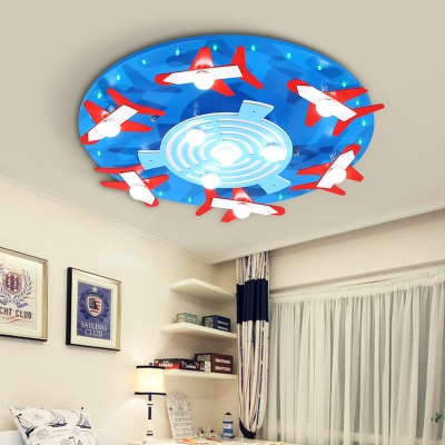 Blue/Pink Round Shape Flush Mount Light Plane Decoration Slim Panel LED Ceiling Light in White/Warm