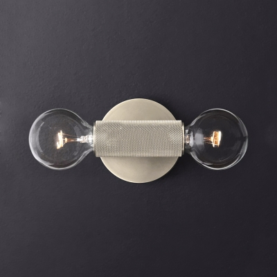 Brass/Chrome/Black Wall Light with Open Bulb 2 Lights Industrial Metal Sconce Light for Coffee Shop Bar