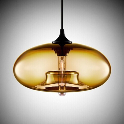 Colored Glass LOFT Industrial Oval Shaped Chandelier Pendant