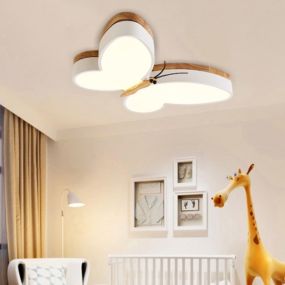 Creative Butterfly Shape Ceiling Mount Light Boy Girl Bedroom Acrylic Metal Slim Panel LED Light Fixture with White Lighting