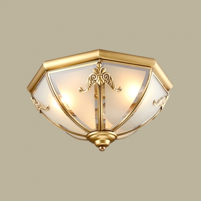 Dome Living Room Flush Ceiling Light Frosted Glass 3/4/6 Lights Elegant LED Light Fixture in Brass