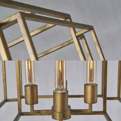 Gold Rectangle Wall Sconce 1 Light Antique Style Metal Sconce Light for Dining Room Kitchen