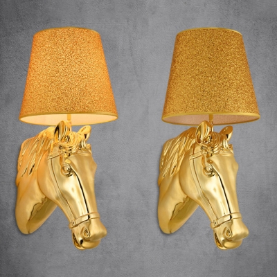 Gold Tapered Shade Wall Lamp with House Decoration 1 Light Classic Resin Sconce Light for Hotel Shop