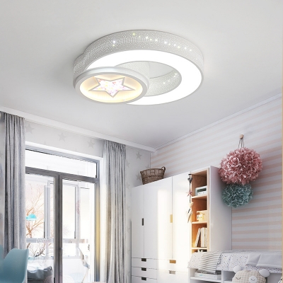Metal Acrylic LED Overhead Light White Round Ceiling Mount Light with Beautiful Star Pattern for Kindergarten
