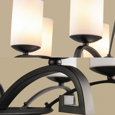 Traditional Cylinder Shade Chandelier Metal 8 Lights Black Ceiling Light for Living Room Bar