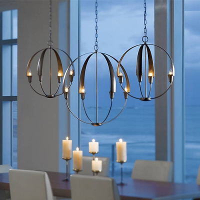 Traditional Globe Shape Chandelier 4 Lights Metal Hanging Light in White/Black for Living Room Restaurant