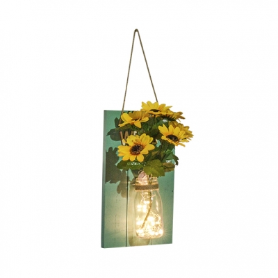 Decorative Fairy Sting Light with Bottle and Flower Bedroom Dining Room Wood and Clear Glass Twinkle Light