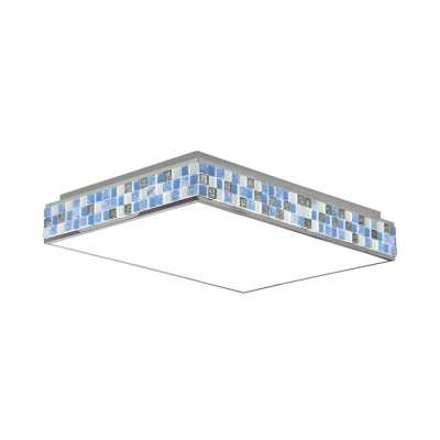 Blue Rectangle/Square Ceiling Light Modern Acrylic Flush Mount Light for Living Room