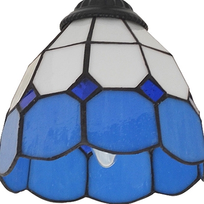 Cone Living Room Semi Flush Ceiling Light Stained Glass 3 Lights Tiffany Style Ceiling Lamp in Blue/Pink/Yellow