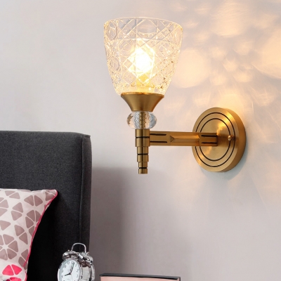 Dome Shade Kitchen Sconce Light Glass Metal 1/2 Lights Vintage Style Wall Lamp in Brass
