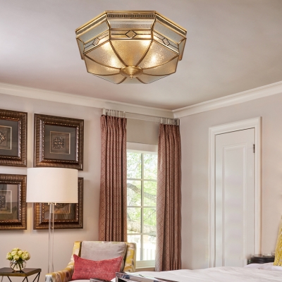 Elegant Style Octagon Flush Light 4 Lights Frosted Glass Ceiling Light for Living Room