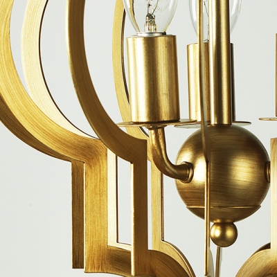 Gold Candle Shape Hanging Lighting 3 Lights Elegant Metal Chandelier Light for Living Room Bedroom