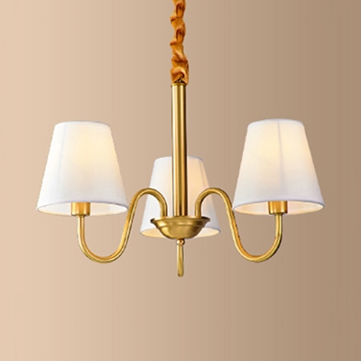 Hallway Hotel Tapered Chandelier Linen Metal 3/5/6 Lights Simple Style Brass Hanging Light