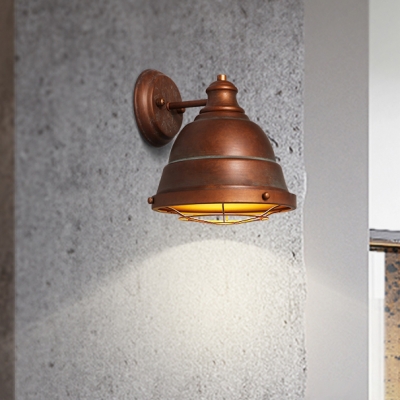 Industrial Dome Wall Sconce Metal 1 Light Copper Patina/Black Patina Wall Lighting for Kitchen
