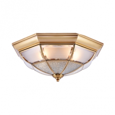 Living Room Bowl Ceiling Lamp Metal 3/4/6 Lights Elegant Style Brass Flush Mount Light