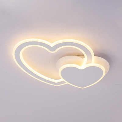 Love Heart Shape Ceiling Light White/Pink/Blue Slim Panel LED Flush Mount Light for Boy Girl Bedroom