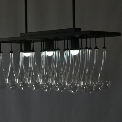 Metal Glass Teardrop Shade Island Pendant Dinging Room Vintage Style Hanging Lamp in Black