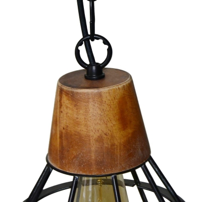 Metal Wired Hanging Pendant Light Kitchen 1 Light Industrial Farmhouse Lighting Fixture in Black