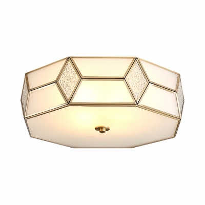 Modern White Flush Mount Light 2/3 Lights Glass Polyhedron Ceiling Fixture for Hotel