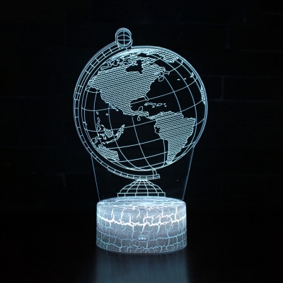Planet/Earth Pattern 3D Illusion Light 7 Color Changing Touch Sensor LED Night Light for Bedroom Bathroom