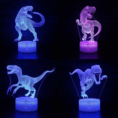 Remote Control 3D Night Light Christmas Birthday Gifts Touch Sensor 7 Color Changing Dinosaur LED Bedside Light