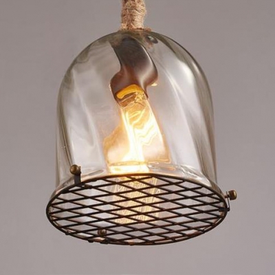 Single Light Hanging Light with Bell Antique Clear Glass Hanging Light for Living Room