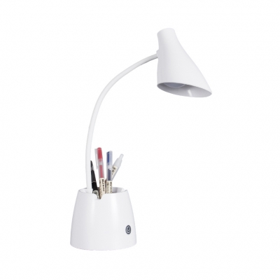 USB Charging Port LED Study Light Pen Holder Design Flexible Gooseneck Desk Lamp with Bell Shape
