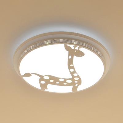 White Giraffe Ceiling Light Lovely White/Third Gear/Stepless Dimming Ceiling Mount Light for Kids Room